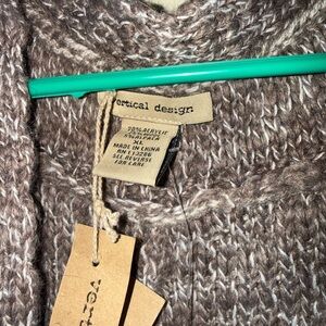 Vertical Design Women's Brown Cowl Neck Sweater